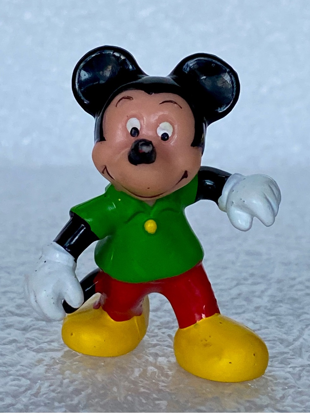 Vintage Walt Disney Productions Mickey Mouse 2" PVC Mini Figure in Green Shirt